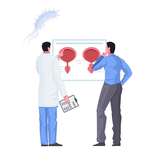 A man with symptoms of cystitis during consultation with a urologist